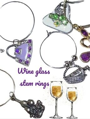 Jeweled Wine Marker Stem Rings to Identify CocktailGlass